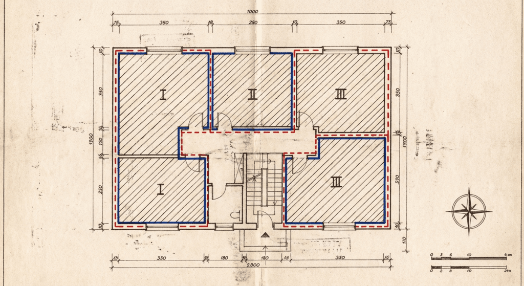 Floor plan diagram showing a phased commercial cabinet renovation with zones marked for sequential installation